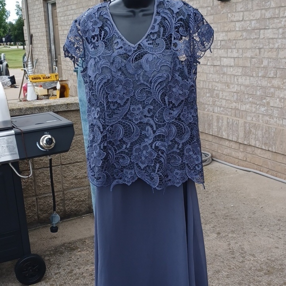 Nox Anabel MOB Lacy Midi Dress, blue-gray, 3xl